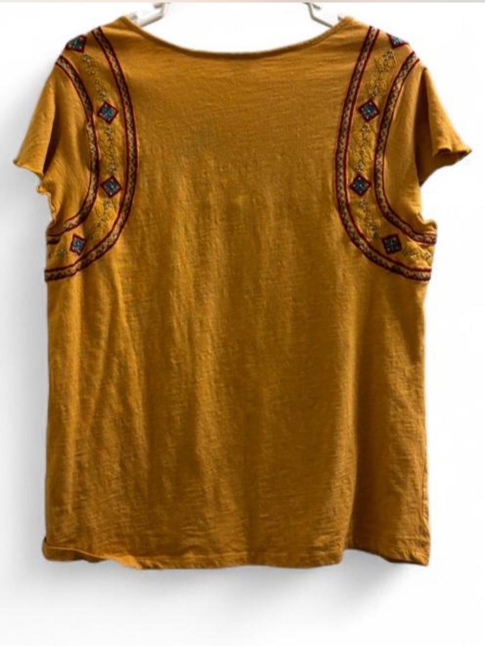 Sundance Women’s XL Mustard Yellow Embroidered Beaded Boho Top - Picture 3 of 6